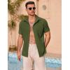 imageCOOFANDY Mens Casual Button Down Shirts Summer Beach Shirts Short Sleeve Textured Vacation ShirtsArmy Green