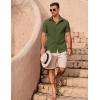 imageCOOFANDY Mens Casual Button Down Shirts Summer Beach Shirts Short Sleeve Textured Vacation ShirtsArmy Green