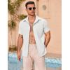 imageCOOFANDY Mens Casual Button Down Shirts Summer Beach Shirts Short Sleeve Textured Vacation ShirtsAwhite