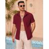 imageCOOFANDY Mens Casual Button Down Shirts Summer Beach Shirts Short Sleeve Textured Vacation ShirtsDark Red