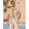 imageCOOFANDY Mens Casual Button Down Shirts Summer Beach Shirts Short Sleeve Textured Vacation ShirtsKhaki