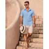 imageCOOFANDY Mens Casual Button Down Shirts Summer Beach Shirts Short Sleeve Textured Vacation ShirtsLight Blue