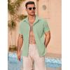 imageCOOFANDY Mens Casual Button Down Shirts Summer Beach Shirts Short Sleeve Textured Vacation ShirtsLight Green