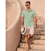 imageCOOFANDY Mens Casual Button Down Shirts Summer Beach Shirts Short Sleeve Textured Vacation ShirtsLight Green
