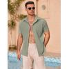 imageCOOFANDY Mens Casual Button Down Shirts Summer Beach Shirts Short Sleeve Textured Vacation ShirtsLight Grey