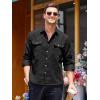 imageCOOFANDY Mens Corduroy Shirt Casual Button Down Shirt Jacket Lightweight ShacketBlack