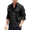 imageCOOFANDY Mens Corduroy Shirt Casual Button Down Shirt Jacket Lightweight ShacketBlack
