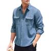 imageCOOFANDY Mens Corduroy Shirt Casual Button Down Shirt Jacket Lightweight ShacketBlue