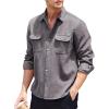 imageCOOFANDY Mens Corduroy Shirt Casual Button Down Shirt Jacket Lightweight ShacketDark Grey