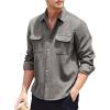 imageCOOFANDY Mens Corduroy Shirt Casual Button Down Shirt Jacket Lightweight ShacketGrey