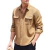 imageCOOFANDY Mens Corduroy Shirt Casual Button Down Shirt Jacket Lightweight ShacketKhaki