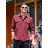 imageCOOFANDY Mens Corduroy Shirt Casual Button Down Shirt Jacket Lightweight ShacketWine Red