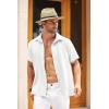 imageCOOFANDY Mens Cuban Linen Shirt Short Sleeve Summer Beach Guayabera ShirtsA  White Cotton Fabric  Linen Texture