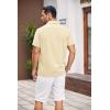 imageCOOFANDY Mens Cuban Linen Shirt Short Sleeve Summer Beach Guayabera ShirtsBeige Cotton Fabric  Linen Texture