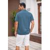 imageCOOFANDY Mens Cuban Linen Shirt Short Sleeve Summer Beach Guayabera ShirtsBlue Cotton Fabric  Linen Texture