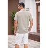 imageCOOFANDY Mens Cuban Linen Shirt Short Sleeve Summer Beach Guayabera ShirtsGrey Cotton Fabric  Linen Texture