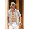 imageCOOFANDY Mens Cuban Linen Shirt Short Sleeve Summer Beach Guayabera ShirtsGrey Cotton Fabric  Linen Texture