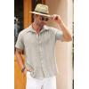 imageCOOFANDY Mens Cuban Linen Shirt Short Sleeve Summer Beach Guayabera ShirtsGrey Cotton Fabric  Linen Texture