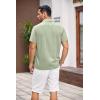 imageCOOFANDY Mens Cuban Linen Shirt Short Sleeve Summer Beach Guayabera ShirtsLight Green Cotton Fabric  Linen Texture