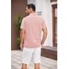 imageCOOFANDY Mens Cuban Linen Shirt Short Sleeve Summer Beach Guayabera ShirtsLight Red Cotton Fabric  Linen Texture
