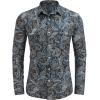 imageCOOFANDY Mens Paisley Printed Shirts Casual Long Sleeve Button Down Shirts Floral Dress Shirt with PocketsDark Blue