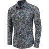 imageCOOFANDY Mens Paisley Printed Shirts Casual Long Sleeve Button Down Shirts Floral Dress Shirt with PocketsDark Blue