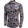 imageCOOFANDY Mens Paisley Printed Shirts Casual Long Sleeve Button Down Shirts Floral Dress Shirt with PocketsNavy Blue