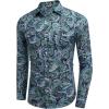 imageCOOFANDY Mens Paisley Printed Shirts Casual Long Sleeve Button Down Shirts Floral Dress Shirt with PocketsPeacock Green