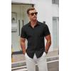 imageCOOFANDY Mens Short Sleeve Button Down Shirts Casual Dress Shirt WrinkleFree Untucked Summer ShirtsBlack