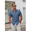 imageCOOFANDY Mens Short Sleeve Button Down Shirts Casual Dress Shirt WrinkleFree Untucked Summer ShirtsBlue