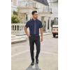 imageCOOFANDY Mens Short Sleeve Button Down Shirts Casual Dress Shirt WrinkleFree Untucked Summer ShirtsDark Blue