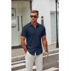 imageCOOFANDY Mens Short Sleeve Button Down Shirts Casual Dress Shirt WrinkleFree Untucked Summer ShirtsDark Blue