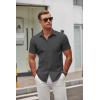 imageCOOFANDY Mens Short Sleeve Button Down Shirts Casual Dress Shirt WrinkleFree Untucked Summer ShirtsDark Gray