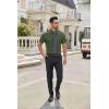 imageCOOFANDY Mens Short Sleeve Button Down Shirts Casual Dress Shirt WrinkleFree Untucked Summer ShirtsDark Green