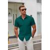 imageCOOFANDY Mens Short Sleeve Button Down Shirts Casual Dress Shirt WrinkleFree Untucked Summer ShirtsLake Blue
