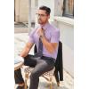 imageCOOFANDY Mens Short Sleeve Button Down Shirts Casual Dress Shirt WrinkleFree Untucked Summer ShirtsLavender