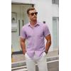 imageCOOFANDY Mens Short Sleeve Button Down Shirts Casual Dress Shirt WrinkleFree Untucked Summer ShirtsLavender
