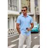 imageCOOFANDY Mens Short Sleeve Button Down Shirts Casual Dress Shirt WrinkleFree Untucked Summer ShirtsLight Blue