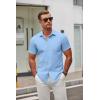 imageCOOFANDY Mens Short Sleeve Button Down Shirts Casual Dress Shirt WrinkleFree Untucked Summer ShirtsLight Blue