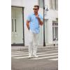 imageCOOFANDY Mens Short Sleeve Button Down Shirts Casual Dress Shirt WrinkleFree Untucked Summer ShirtsLight Blue