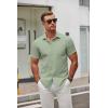 imageCOOFANDY Mens Short Sleeve Button Down Shirts Casual Dress Shirt WrinkleFree Untucked Summer ShirtsLight Green