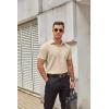 imageCOOFANDY Mens Short Sleeve Button Down Shirts Casual Dress Shirt WrinkleFree Untucked Summer ShirtsLight Khaki
