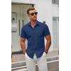imageCOOFANDY Mens Short Sleeve Button Down Shirts Casual Dress Shirt WrinkleFree Untucked Summer ShirtsNavy Blue