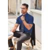 imageCOOFANDY Mens Short Sleeve Button Down Shirts Casual Dress Shirt WrinkleFree Untucked Summer ShirtsNavy Blue