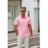 imageCOOFANDY Mens Short Sleeve Button Down Shirts Casual Dress Shirt WrinkleFree Untucked Summer ShirtsPink