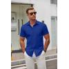 imageCOOFANDY Mens Short Sleeve Button Down Shirts Casual Dress Shirt WrinkleFree Untucked Summer ShirtsRoyal Blue