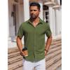 imageCOOFANDY Mens Short Sleeve Button Down Shirts Casual Summer Shirt Untucked Dress ShirtsArmy Green