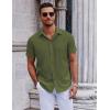 imageCOOFANDY Mens Short Sleeve Button Down Shirts Casual Summer Shirt Untucked Dress ShirtsArmy Green
