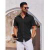 imageCOOFANDY Mens Short Sleeve Button Down Shirts Casual Summer Shirt Untucked Dress ShirtsBlack