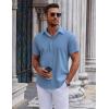 imageCOOFANDY Mens Short Sleeve Button Down Shirts Casual Summer Shirt Untucked Dress ShirtsCaptain Blue
